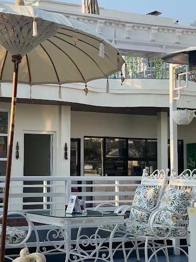 H2O Cafe patio with parasol